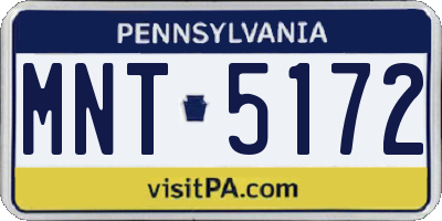 PA license plate MNT5172