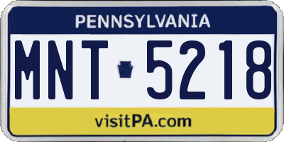 PA license plate MNT5218