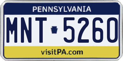 PA license plate MNT5260
