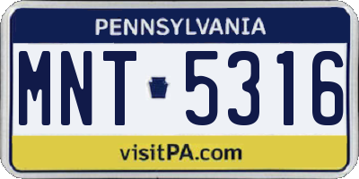 PA license plate MNT5316
