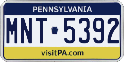 PA license plate MNT5392