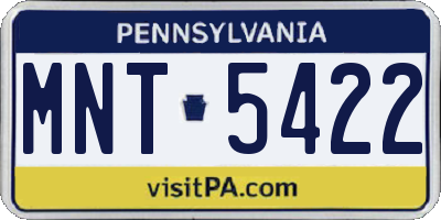 PA license plate MNT5422
