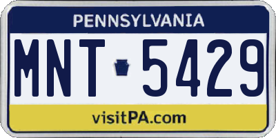 PA license plate MNT5429
