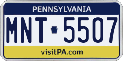PA license plate MNT5507