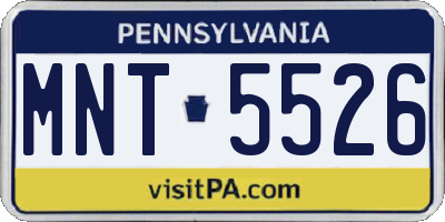 PA license plate MNT5526