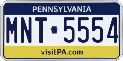 PA license plate MNT5554