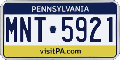 PA license plate MNT5921