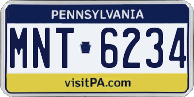 PA license plate MNT6234
