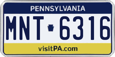 PA license plate MNT6316