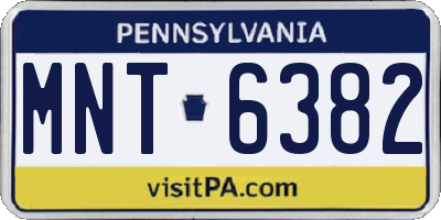PA license plate MNT6382