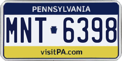 PA license plate MNT6398