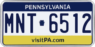 PA license plate MNT6512