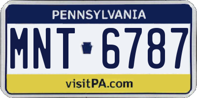 PA license plate MNT6787