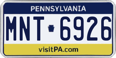 PA license plate MNT6926