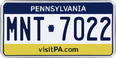 PA license plate MNT7022