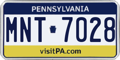 PA license plate MNT7028