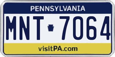 PA license plate MNT7064