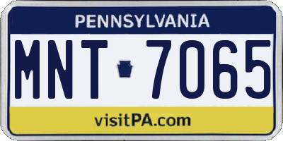 PA license plate MNT7065