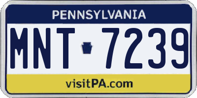 PA license plate MNT7239