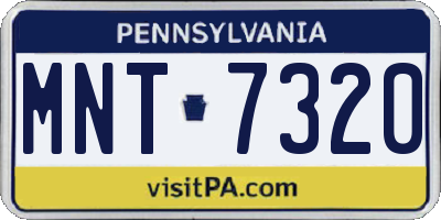 PA license plate MNT7320