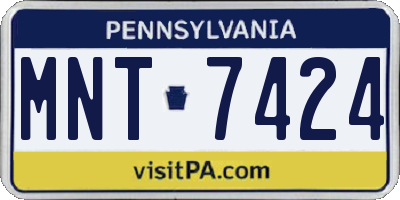 PA license plate MNT7424