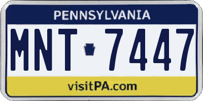 PA license plate MNT7447