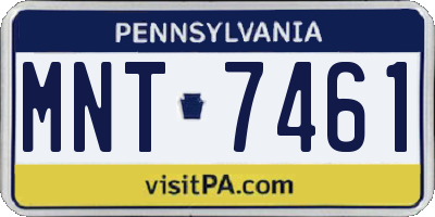 PA license plate MNT7461