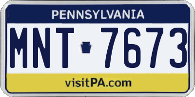 PA license plate MNT7673