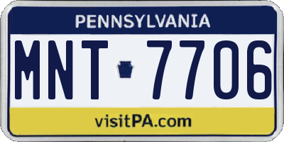 PA license plate MNT7706