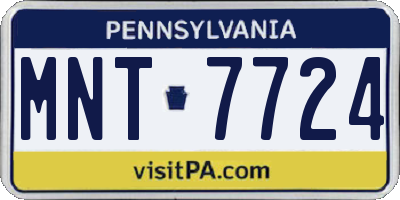 PA license plate MNT7724