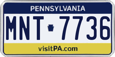 PA license plate MNT7736