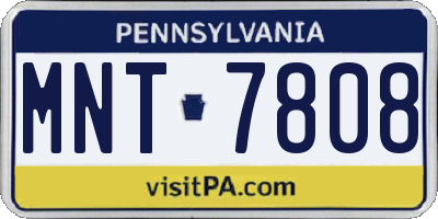 PA license plate MNT7808