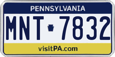 PA license plate MNT7832