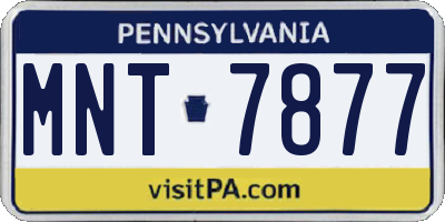 PA license plate MNT7877