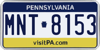 PA license plate MNT8153