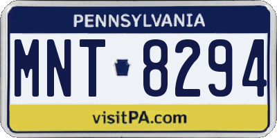 PA license plate MNT8294
