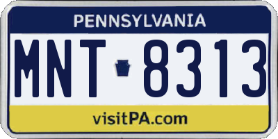 PA license plate MNT8313