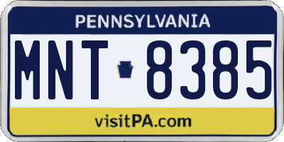 PA license plate MNT8385