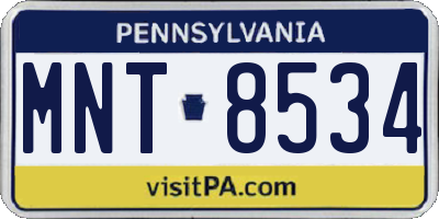 PA license plate MNT8534