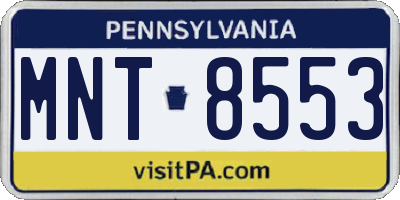 PA license plate MNT8553