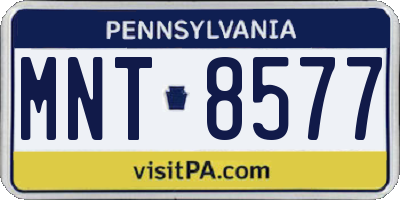 PA license plate MNT8577