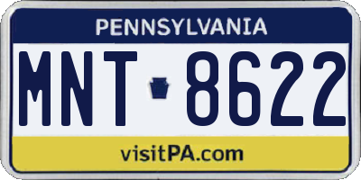 PA license plate MNT8622
