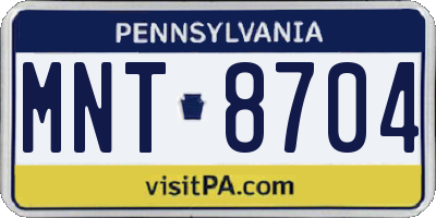 PA license plate MNT8704