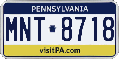 PA license plate MNT8718