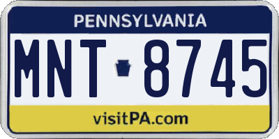 PA license plate MNT8745