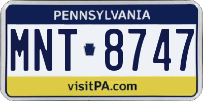 PA license plate MNT8747