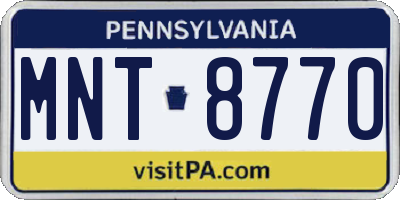 PA license plate MNT8770