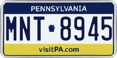 PA license plate MNT8945