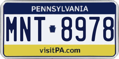 PA license plate MNT8978
