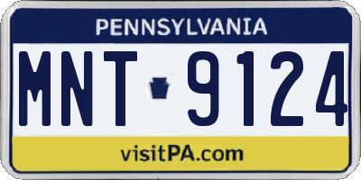 PA license plate MNT9124